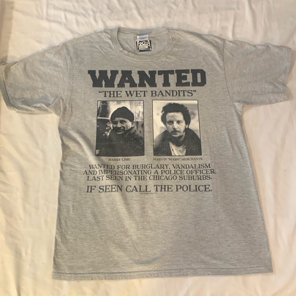 Home Alone The Wet Bandits Adult M Tee Gray